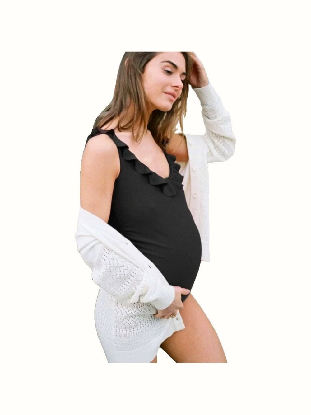HATCH Black Ruffle Maternity One Piece Swimsuit S LN